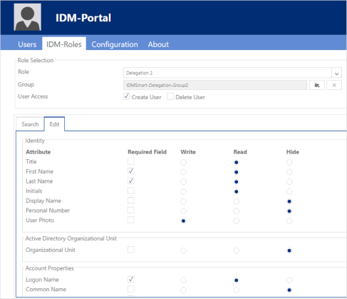 Define IDM-Roles in IDM-Portal SmartEdition