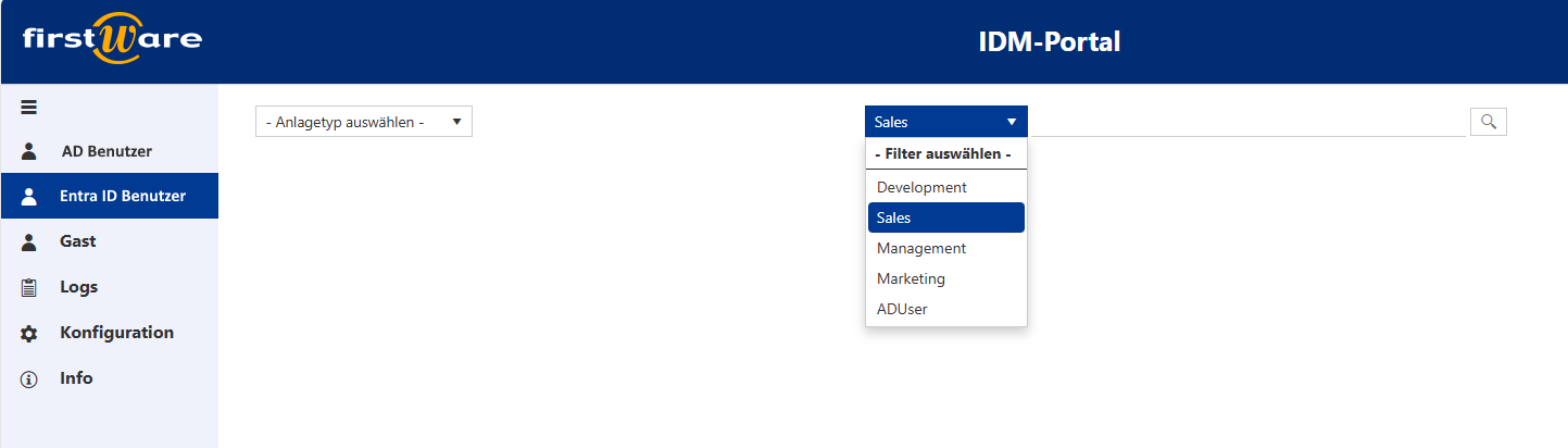 Anlage Typ filtern AD Entra ID Benutzer