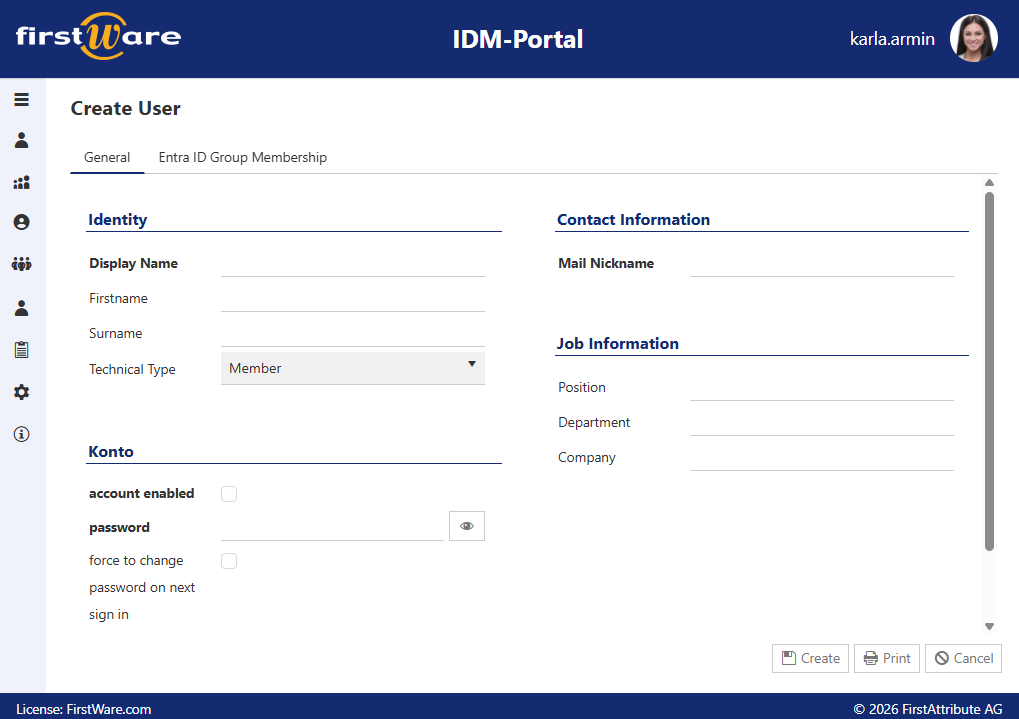 Standardized user provisioning in IDM-Portal Standardized user provisioning in IDM-Portal