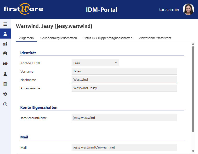 Durchgreifendes Rollenkonzept im IDM-Portal (hier Leserolle) Durchgreifendes Rollenkonzept im IDM-Portal