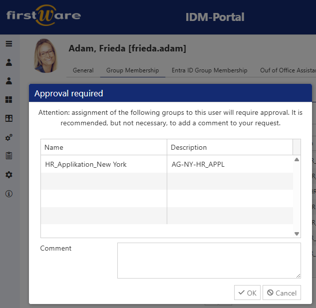 Approval workflow in the IDM-Portal Approval workflow